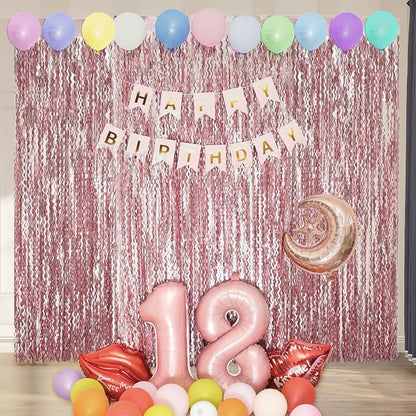4 Pack 3.3x6.6ft Pink Tinsel Curtain Party Backdrop - Image 5