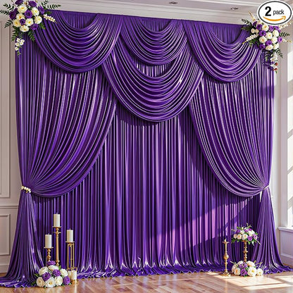 20x10ft Purple Glitter Backdrop Curtain by Partisky