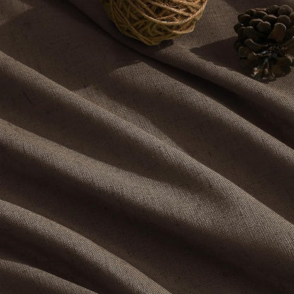 Extra Long Curtain Chocolate Morden Linen Blend Light Filtering Back Tab - Image 5