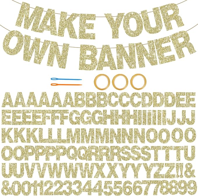 BEISHIDA Glitter Champagne 116 PCS A-Z DIY Letter Custom Banner Party Decor | by Beishida