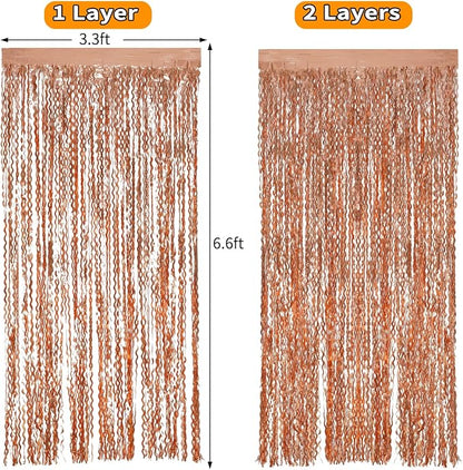4 Pack Rose Gold Foil Curtain Birthday Decorations - Image 6