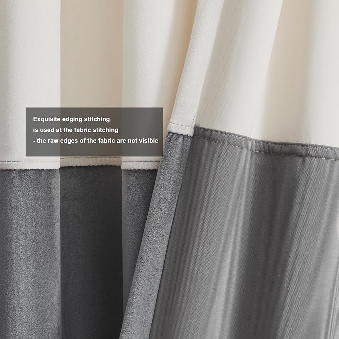 BULBUL Cream Ivory Gray 120 inches Velvet Curtains - Image 3