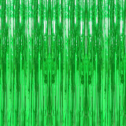 5 Pack 3.3 x 9.9 ft Green Fringe Backdrop Streamers Party Decorations | Foil by Crosize