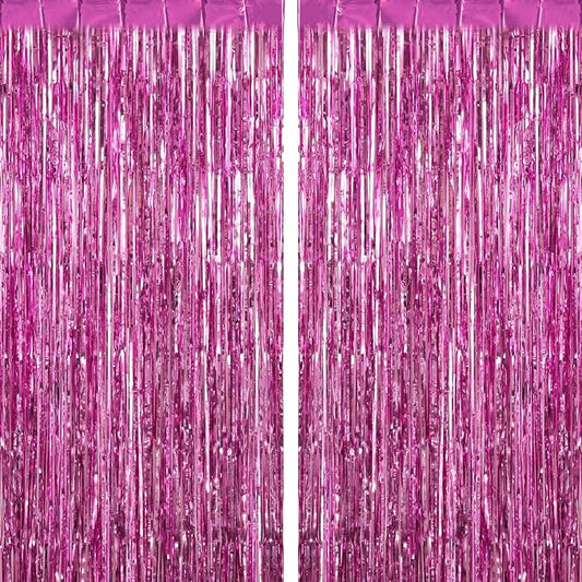 2 Pack Fringe Curtains Foil Shiny Fringe Backdrop Tinsel Door Streamers Foil by TOTAFAM