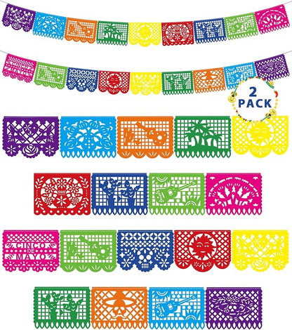 36 FT Cinco De Mayo Decorations, 2 Pack Mexican Party Banner, Plastic Fiesta by Heartome