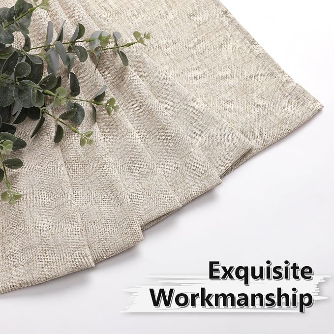 Tollpiz Short Linen Curtains Living Room Rod Pocket Semi Sheer Curtain Burlap - Image 7