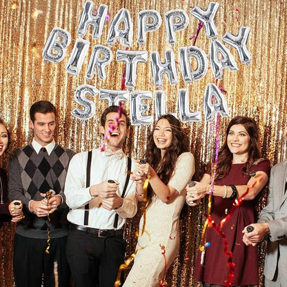 TONIFUL 65 Pcs 16 Inch Silver Happy Birthday Balloons and 2 Sets A-Z Foil - Image 6