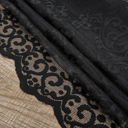 Black Lace Curtains 72 Inches Long 2 Panels Modern Vintage Paisley Floral Sheer - Image 7