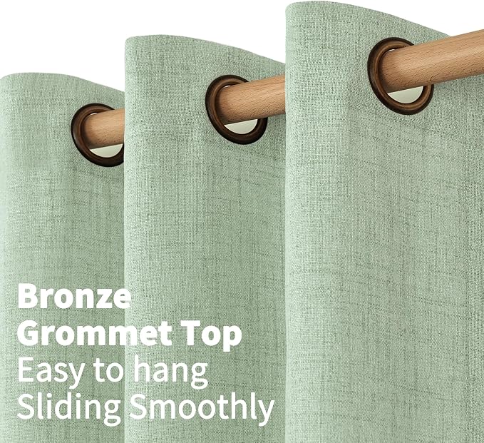 YoungsTex Sage Green Linen Curtains 90 Inches Long - Image 5