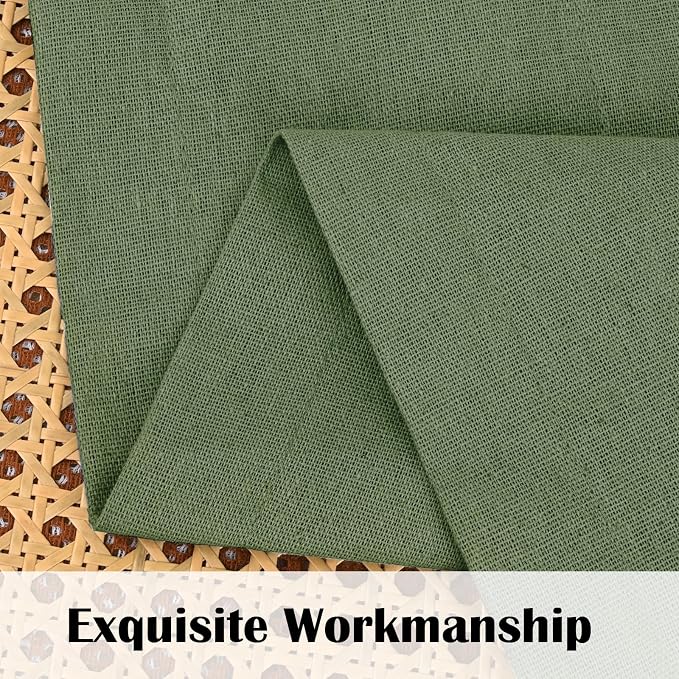 Farmhouse Valance Curtains, Boho Cotton Linen Kitchen Valance, Olive Green - Image 5