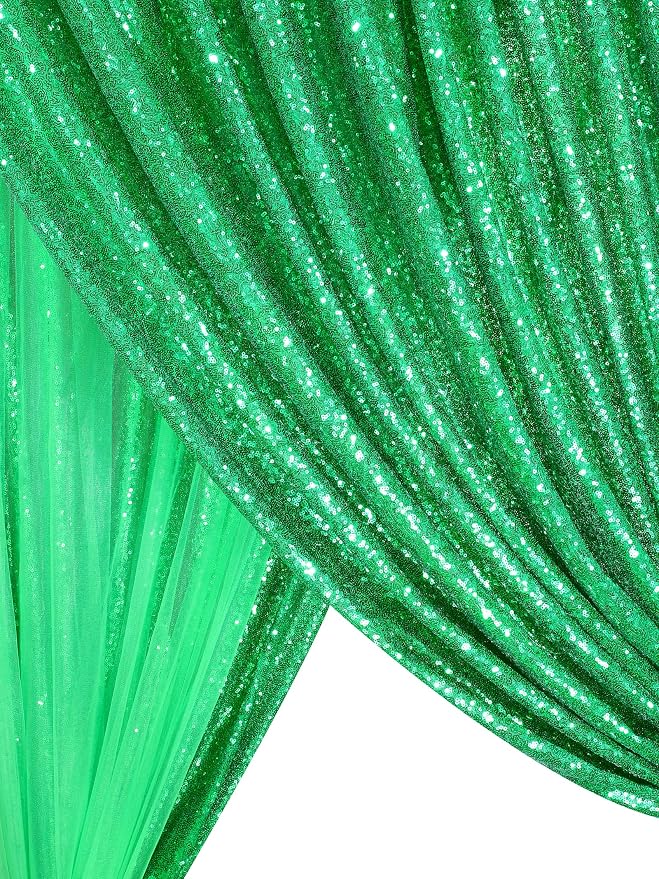 QueenDream Green Sequin Backdrop Curtain Party Backdrop Curtain 8ft x 8ft - Image 5
