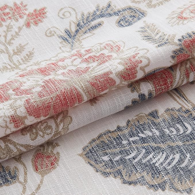 Kayne Studio Navy Red Floral Botanical Rod Pocket Light Filtering Curtains | - Image 5