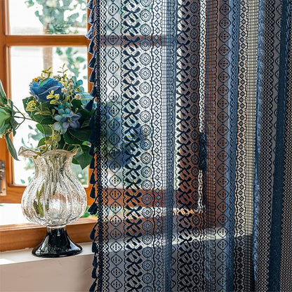 Sutuo Home Navy Blue Boho Lace Curtains by SutuoHome