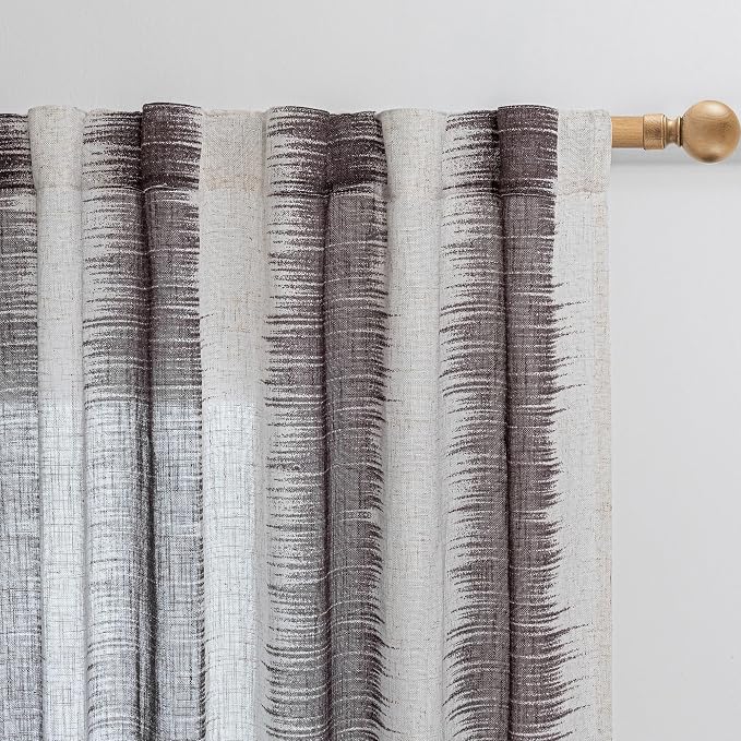 MYSKY HOME Bedroom Curtains Linen Textured Semi Sheer Curtains 63 Inch Length - Image 5