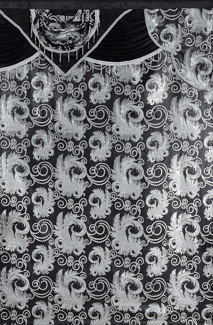 GLORY RUGS Jacquard Luxury Window 2 Panel Set Black Curtain - Image 4