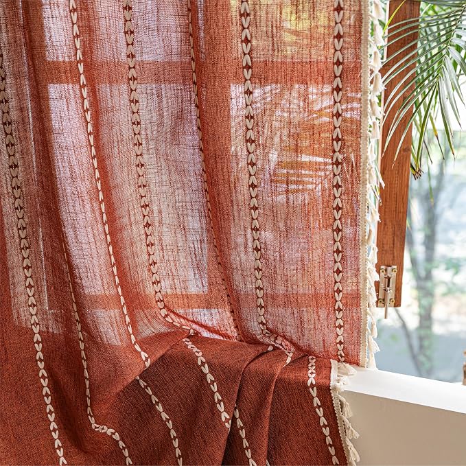 Sutuo Home Boho Linen Curtains for Living Room Dining Room, Farmhouse Light - Image 6