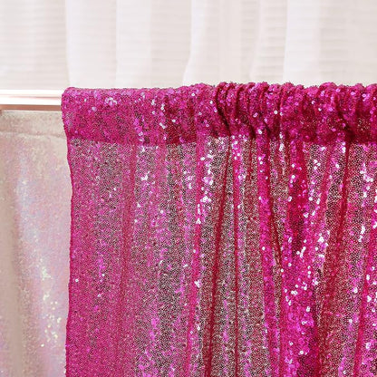 Poise3EHome Hot Pink Sequin Backdrop Curtains, 4 Panels 2FTx8FT Glitter - Image 6