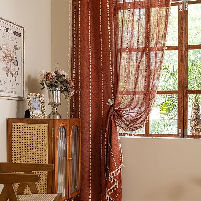 Sutuo Home Boho Linen Curtains for Living Room Dining Room, Farmhouse Light - Image 7