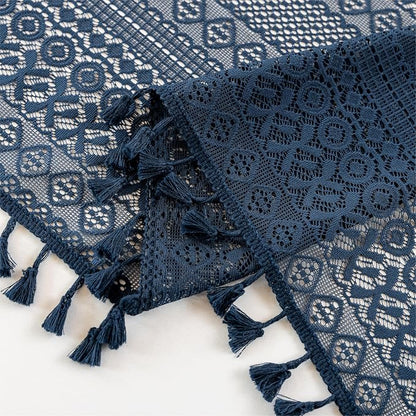 Sutuo Home Navy Blue Lace Boho Curtains - Image 6