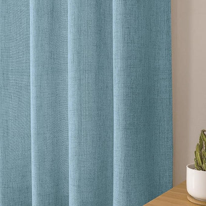 Tollpiz Short Linen Curtains Living Room Rod Pocket Semi Sheer Curtain Burlap - Image 8