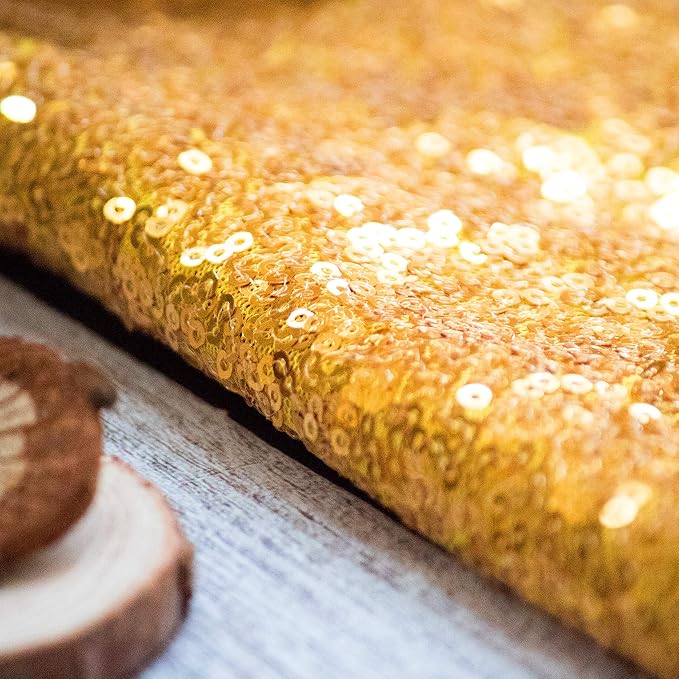 JYFLZQ Gold Sequin Backdrop Curtains 2ft x 8ft 4 Panel Glitter Photo Booth - Image 5