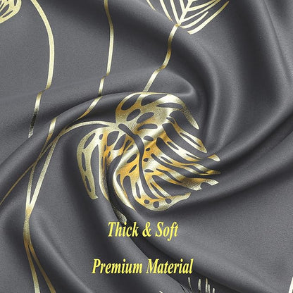 Dark Grey Blackout Curtains 63 inch Length 2 Panels, Wheat and Palm Tree - Image 5
