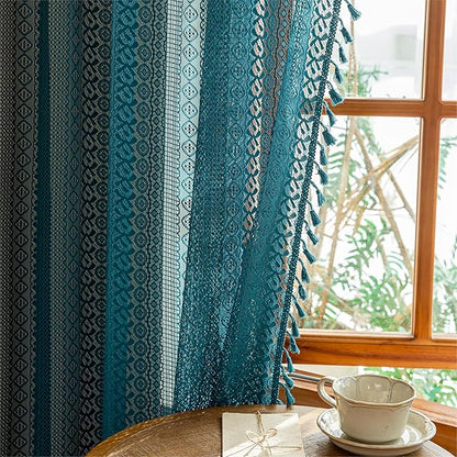 Sutuo Home Boho Lace Teal Curtains 96 inches Long - Image 8