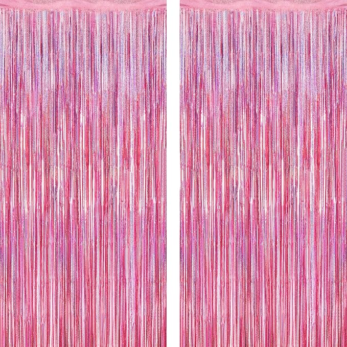 2 Pack Glitter Pink Backdrop, 3.28 FT x 7.05 FT Birthday Party Decorations by ZATAYE