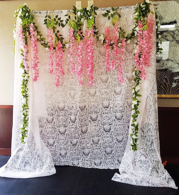 Artificial Wisteria Hanging Flowers Fake Wisteria Flower Garland Silk Vines - Image 8