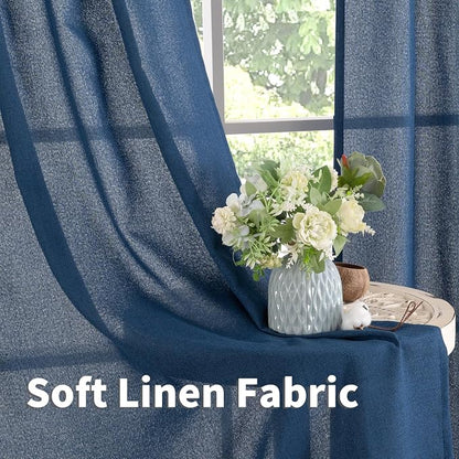 YoungsTex Dark Blue Linen Curtains 68 Inch Length - Image 5