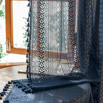 Sutuo Home Navy Blue Boho Curtains 84 inches Long - Image 7