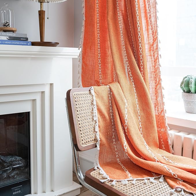 Sutuo Home Orange Boho Curtains - Image 8