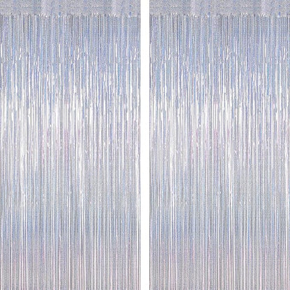 ZATAYE 2 Pack Glitter Silver New Years Eve Foil Curtain Decorations | Glitter by ZATAYE