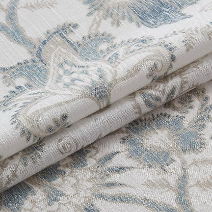 Kayne Studio Blue Grey Jacobean Floral Rod Pocket Semi Sheer Curtains 84" L | - Image 5