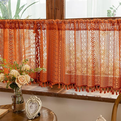 Sutuo Home Terracotta Boho Short Curtains - Image 9